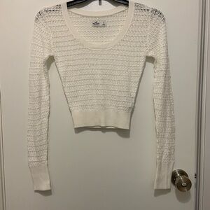 Y2K Hollister White Knit cropped Sweater size medium